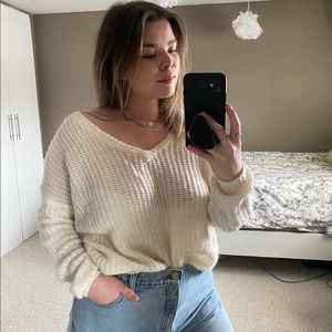 Garage brand white knit sweater